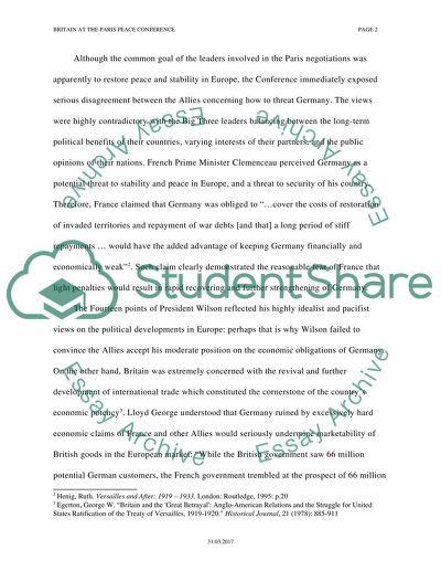 Britain At The Paris Peace Conference