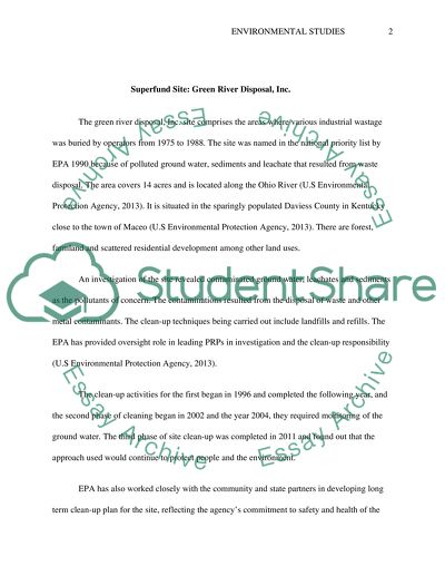 Environmental Studies. Superfund Site: Green River Disposal, Inc. and How did Lake Nyos suddenly kill 1,700 people