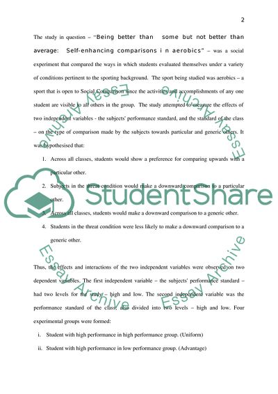 Self-enhancing Comparisons in Aerobics