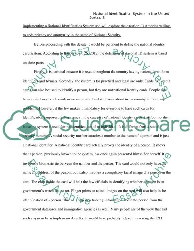 National Identification System in the United States