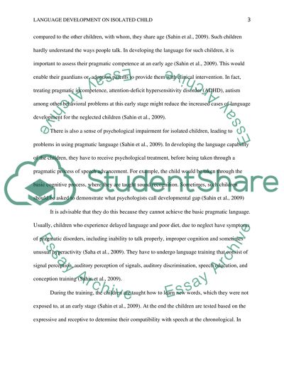 Language Development on Isolated Child