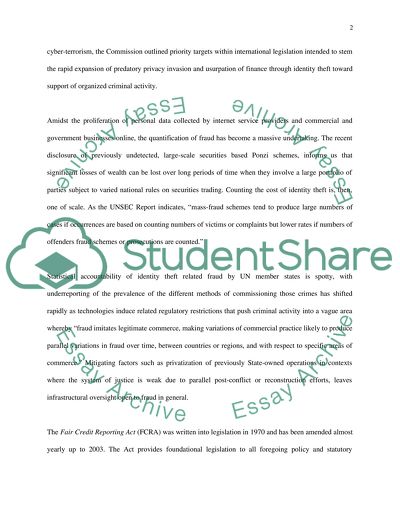 The History of Identity Theft: the UNESCO Mission and US Federal Efforts