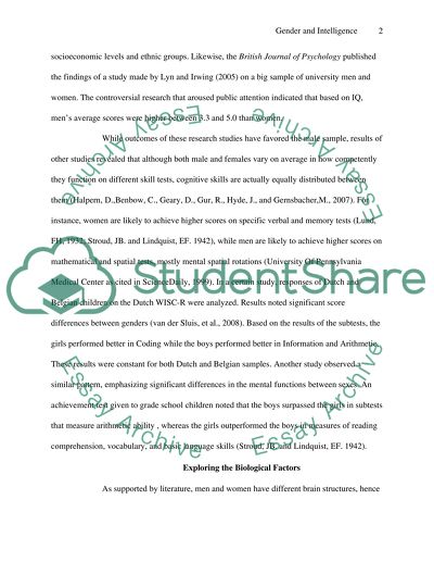 Critically discuss the empirical evidence that there are sex differences in intelligence