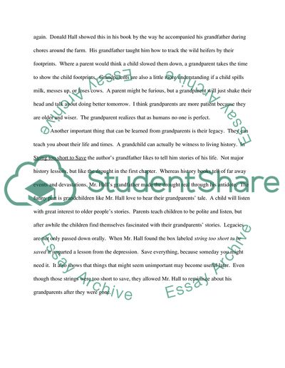 Journal Entry: Donald Halls String too Short to be Saved