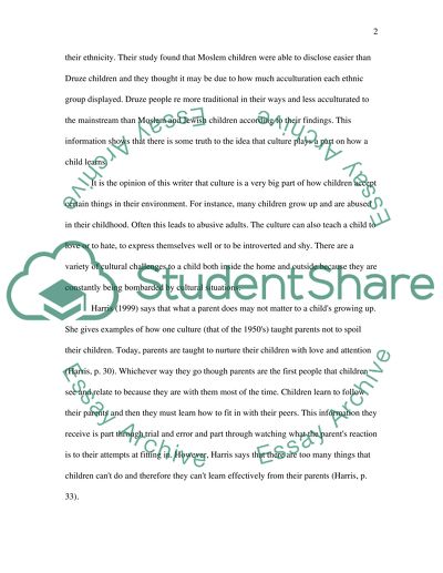 Childhood Patterns of Social Organisation and Cultural