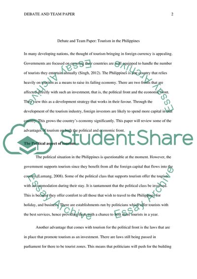 Debate and team paper