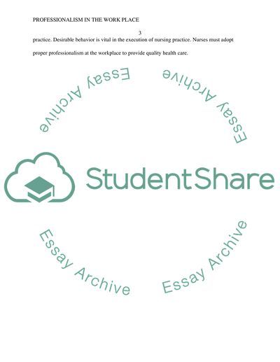 Professionalism in the Work Place