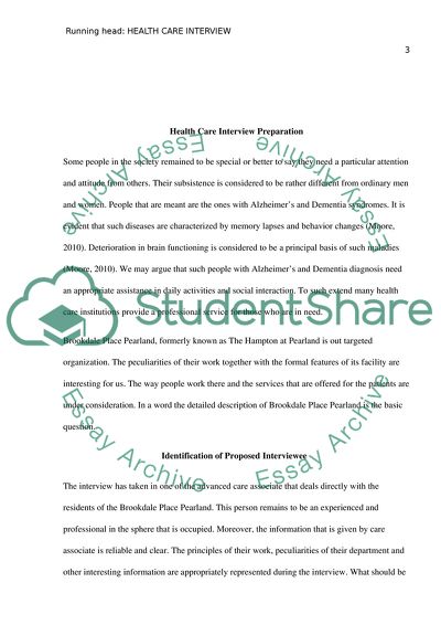 Health Care Interview about Dementia