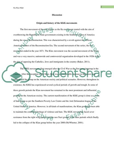 Origin and History of the Ku Klux Klan Movements