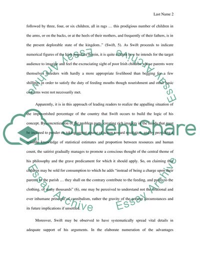 A Critical Analysis of A Modest Proposal by Jonathan Swift