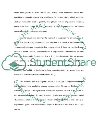 Major Theoretical Logic in Global Marketing