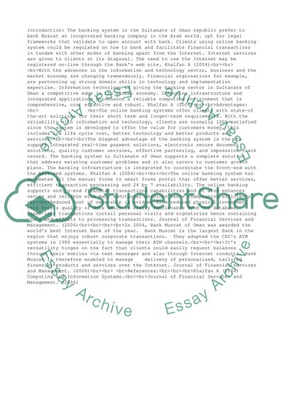 Internet Banking in the Sultanate of Oman