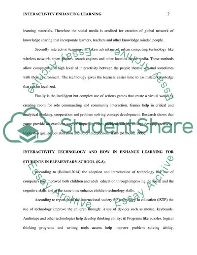 Interactivity Enhancing Learning
