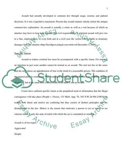 Assault in Criminal Law