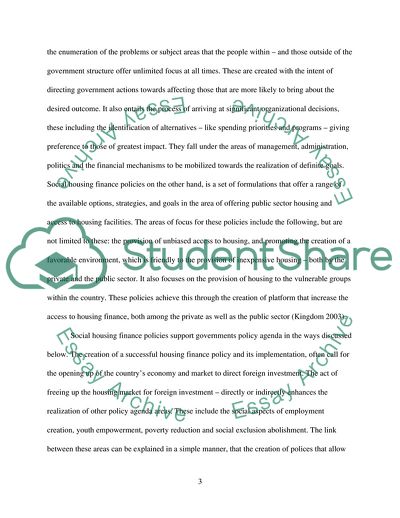 Housing Policy and Finance