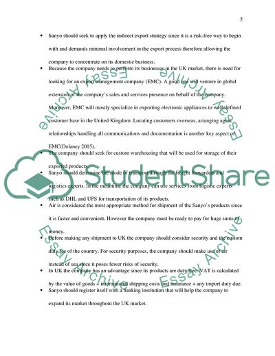 The Export Strategy for Sanyo