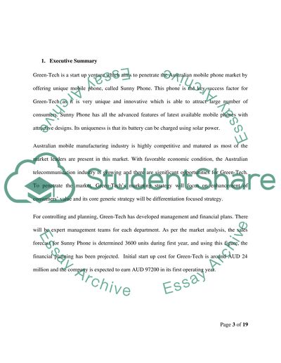 A Business Plan Based on an Innovative Product: Sunny Phone