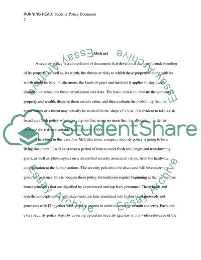 Security Policy Document for the ABC Electronics Company