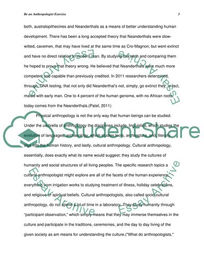 Be an Anthropologist Exercise 1