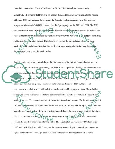 Fiscal condition of the federal government today