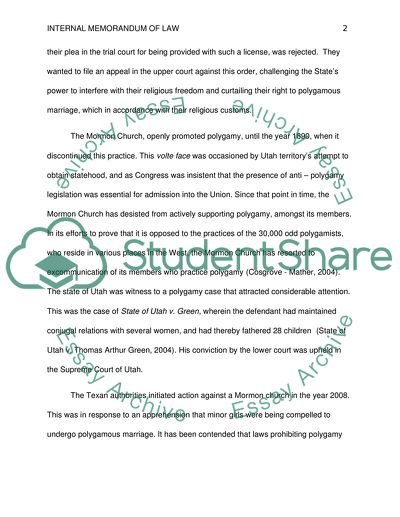 Internal Memorandum of Law