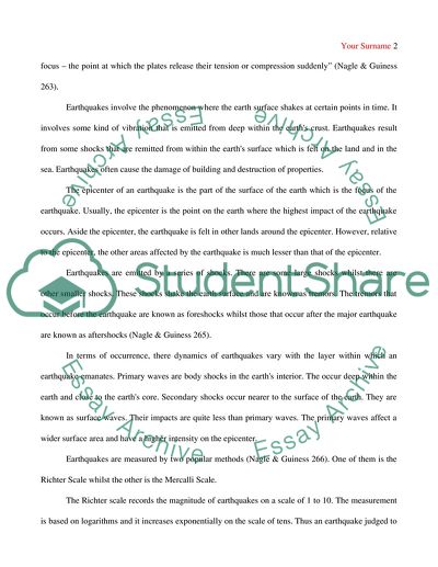 An Analytical Study of the Earthquakes as a Natural Disaster