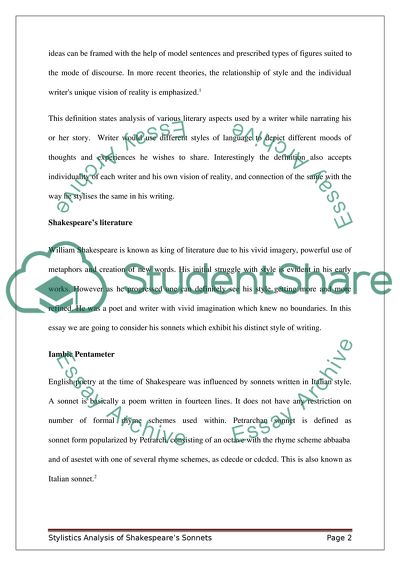 Stylistics Analysis of Shakespeares Sonnets
