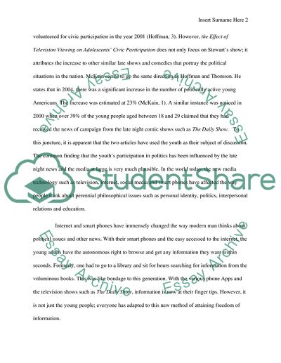 Common Aspects in the Articles The Effect of Television Viewing on Adolescents Civic Participation and Not Necessarily Not the News