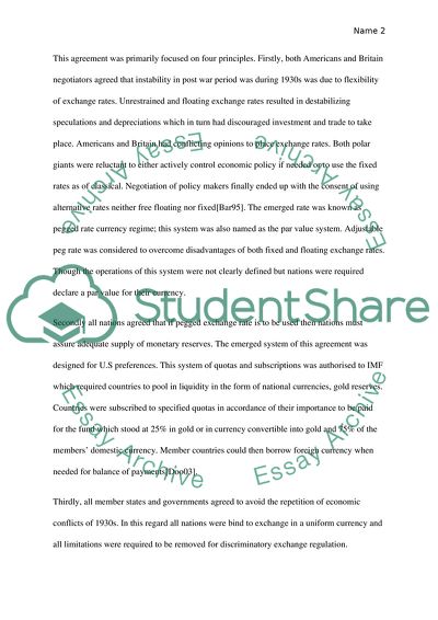 International Monetary Economics, Bretton Woods Agreement