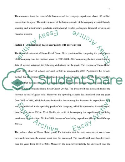 Ratio Analysis for Home Retail Group Plc