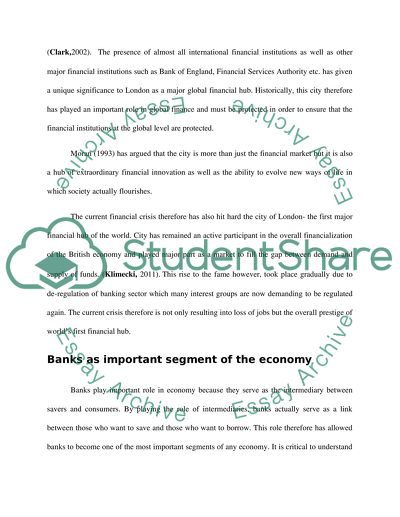 The economic crisis and the city of London