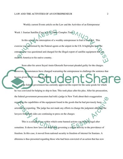 I need 5 seperate one page weekly current events