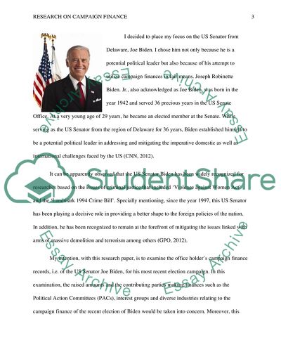 The US Senator Joe Biden and the Political Action Committees