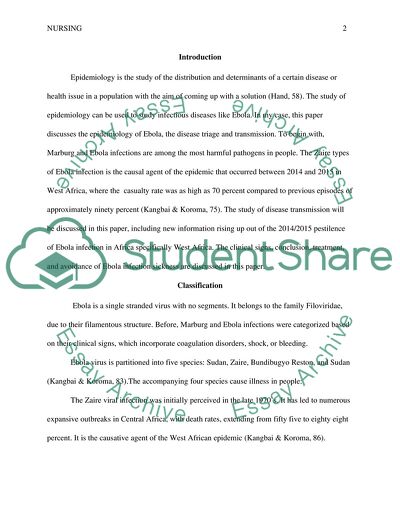 Epidemiology of Ebola, the Disease Triage and Transmission