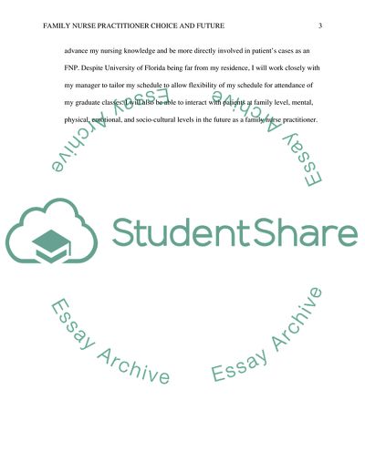 Family Nurse Practitioner Choice and Future