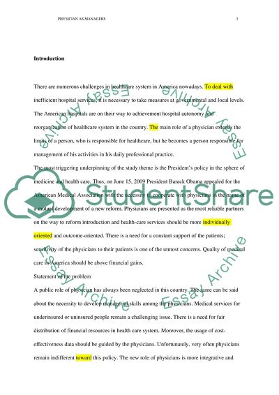 Physician as managers dissertation