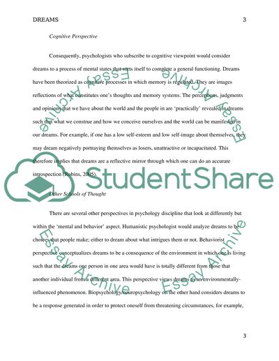 Dreams in Psychology