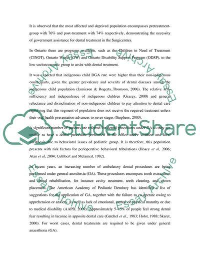 Dental Care under General Anesthesia for Preschool Children