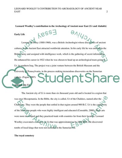 Leonard Woolleys Contribution to the Archeology of Ancient near East