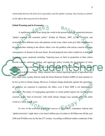 Inter-relationship between Farm Level Agriculture and Global Warming