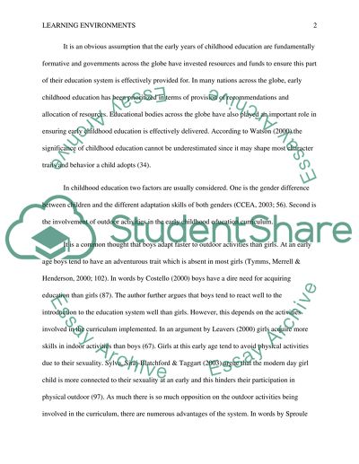 The Advantages and Disadvantages of the Outdoor Learning Environment into the Britain Early Years