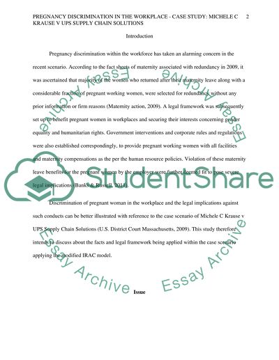 Pregnancy Discrimination in The Workplace - Case Study: Michele C Krause V UPS Supply chain Solutions