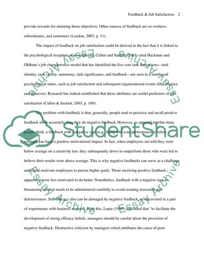 IMPACT OF FEEDBACK ON JOB PERFORMANCE AND JOB SATISFACTION
