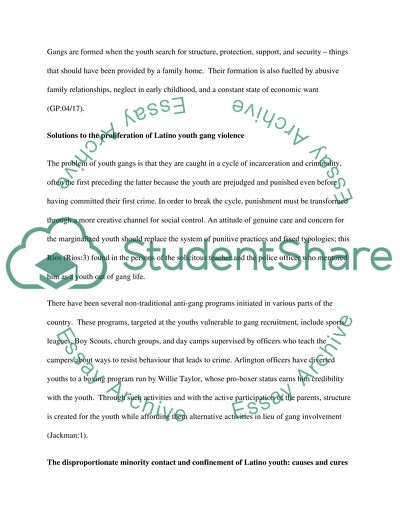 Solutions to the Proliferation of Latino Youth Gang Violence