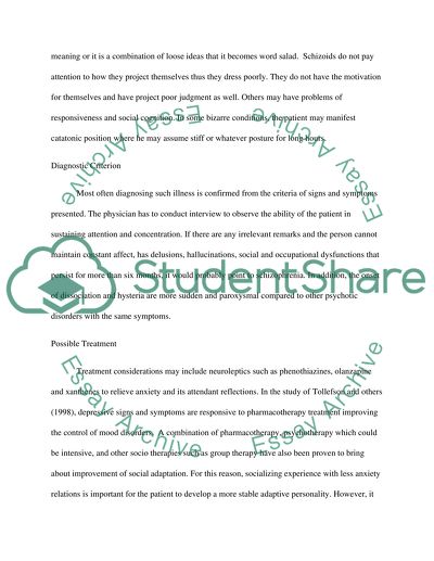 Form of Mental Illness