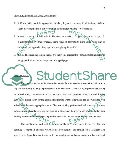 Three Key Elements of a Good Cover Letter