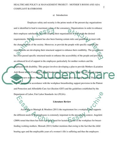 Healthcare Policy & Management Project - Mothers Room and ADA Compliant Bathrooms