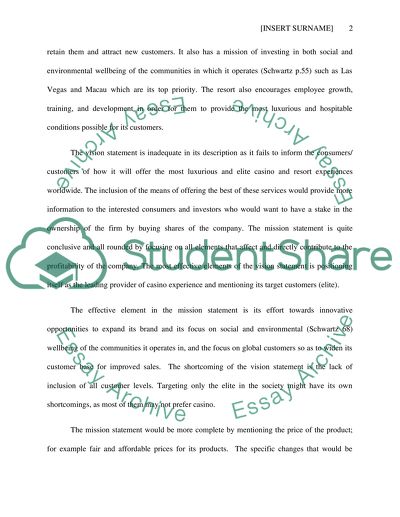 The Mission and Vision of the Wynn Resort