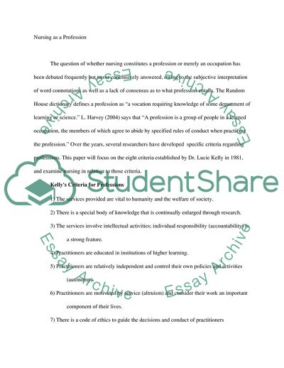 Nursing as a Profession