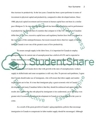 CANADAS FUTURE LABOUR MARKET: IMMIGRANTS TO THE RESCUE